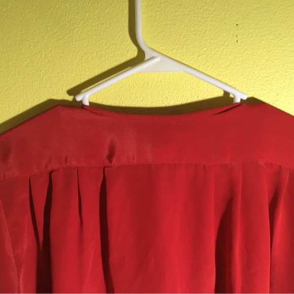 Minali Red Sheer Pleated Feminine Blouse S 12 - Picture 5 of 7